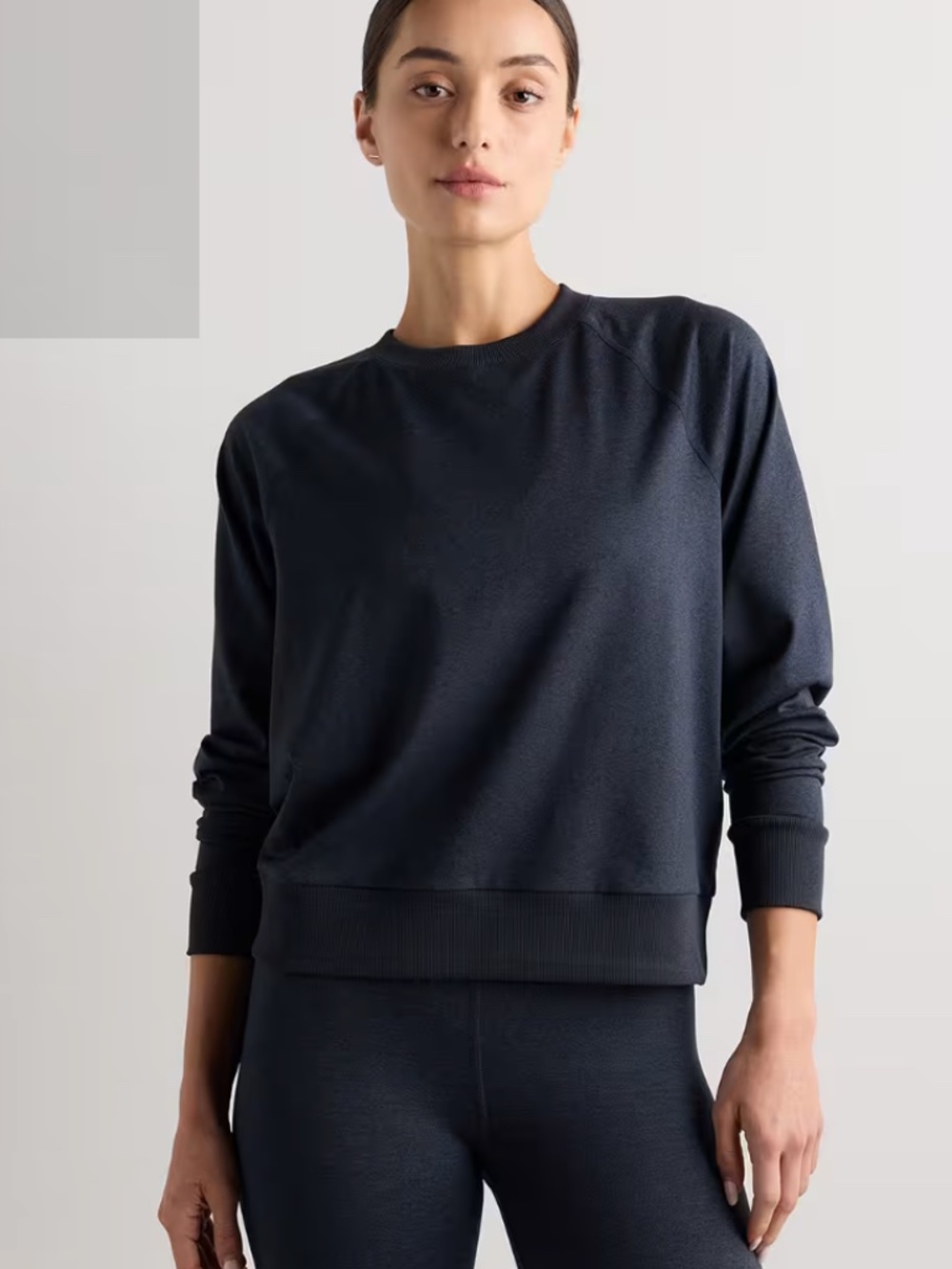 Quince Flowknit Pullover Crew in Heather Navy Size Small